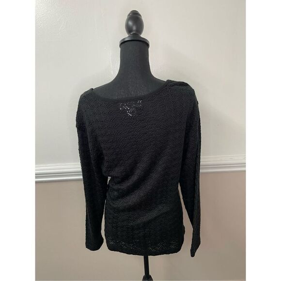 Adolfo II Black Lace Long Sleeve Blouse Size Medium - Picture 3 of 6